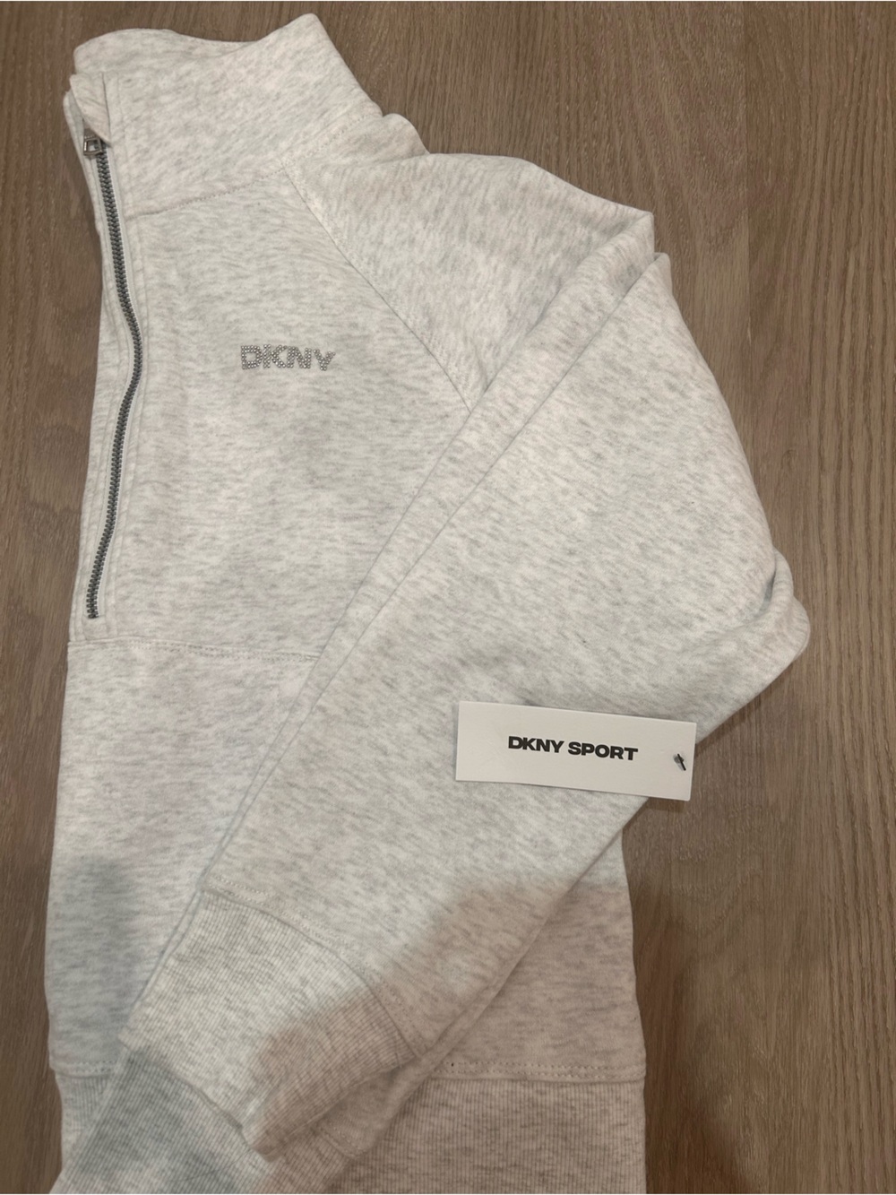 DKNY Sport Heather Gray Zip-Pocket Sweatshirt
